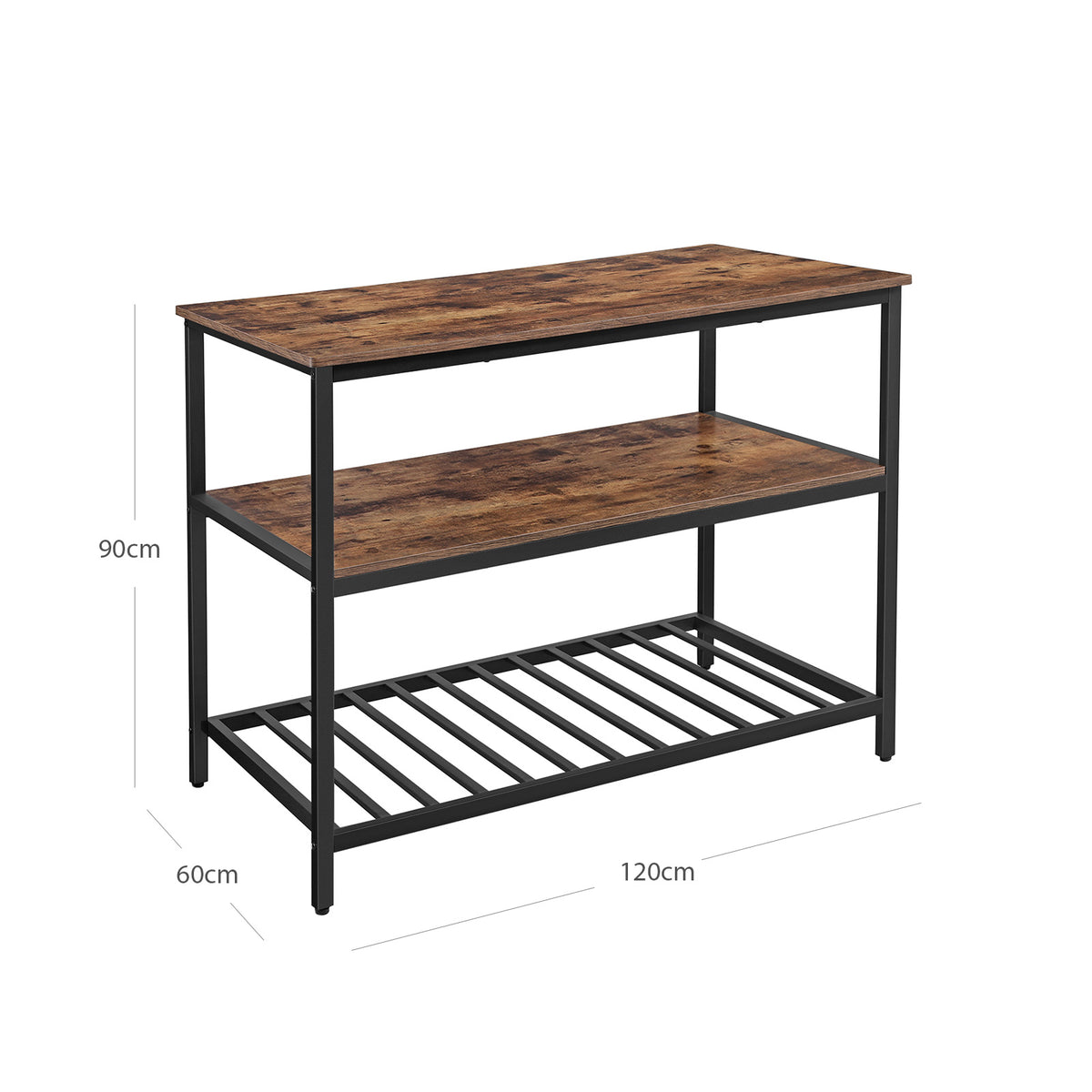 Wyspa kuchenna z 3 półkami i blatem 120x60x90 cm