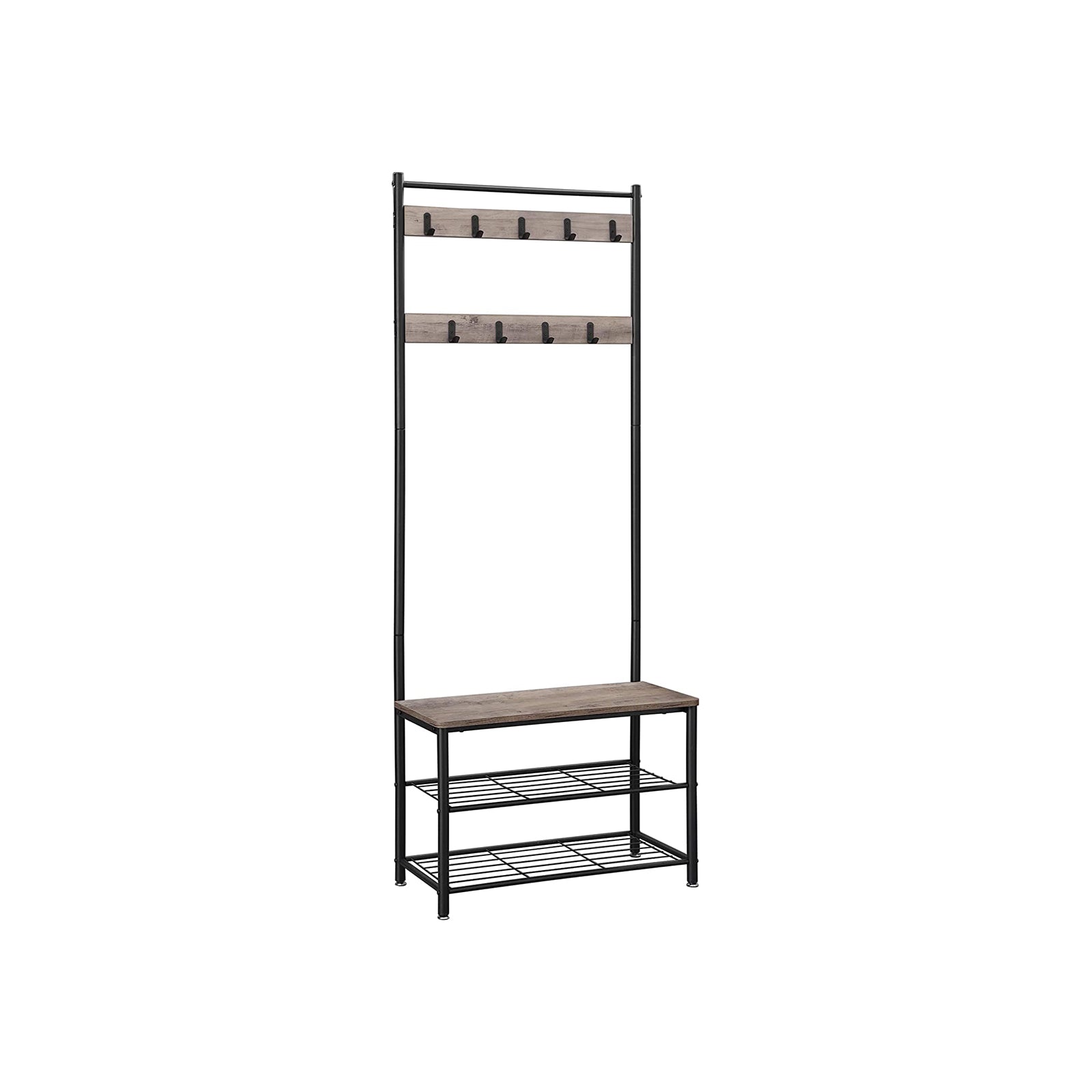 Wieszak na płaszcze z siedziskiem i półkami 70x32x175 cm