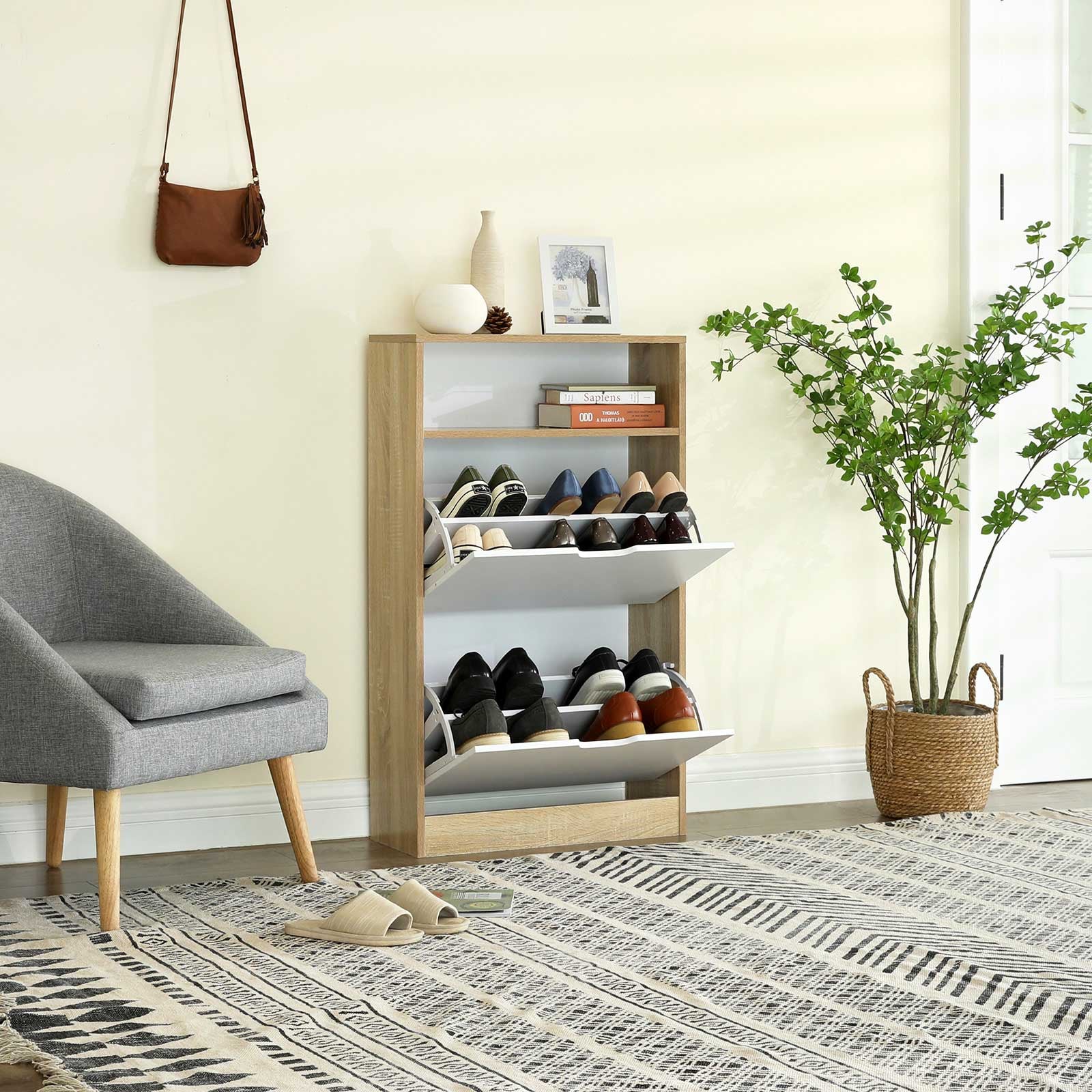Szafka na buty, biały, 102 cm