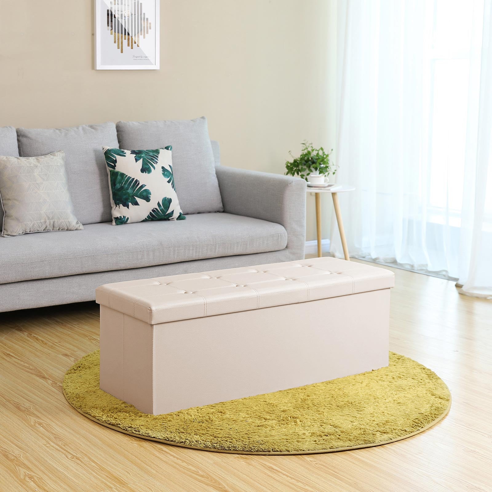 Pufa ze schowkiem, khaki, 110 cm