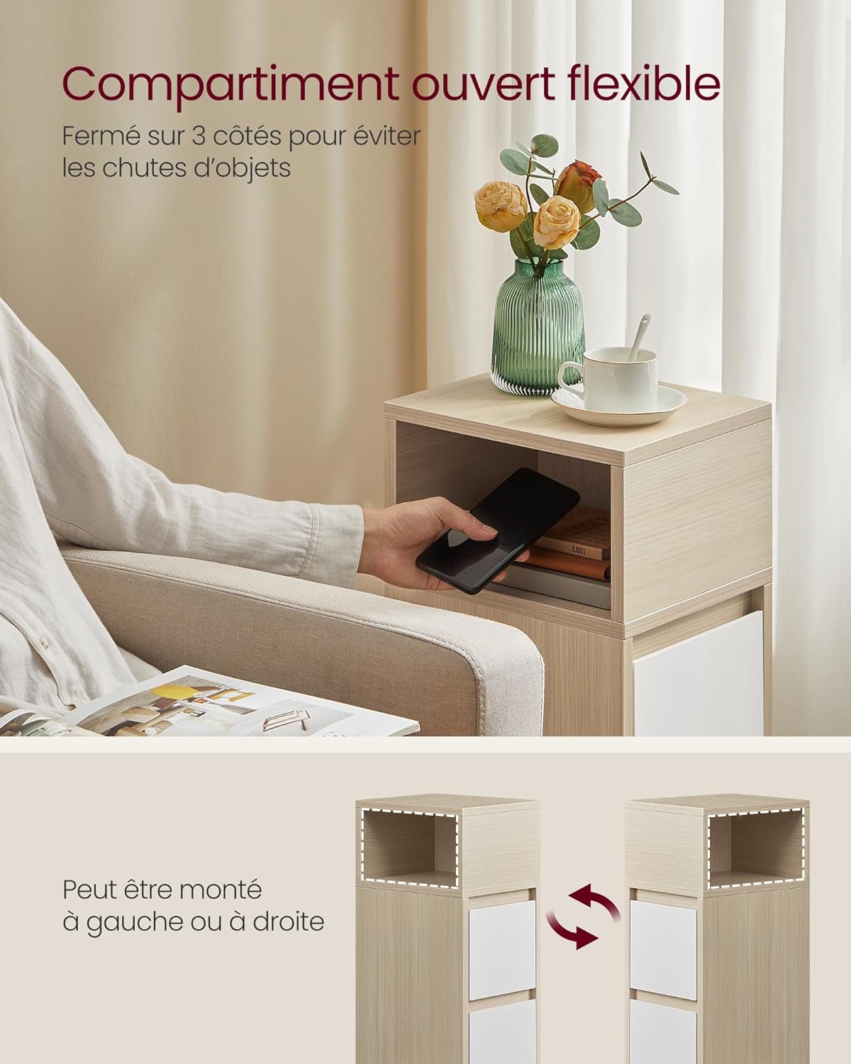 Stolik pomocniczy, natural beige, 25 cm
