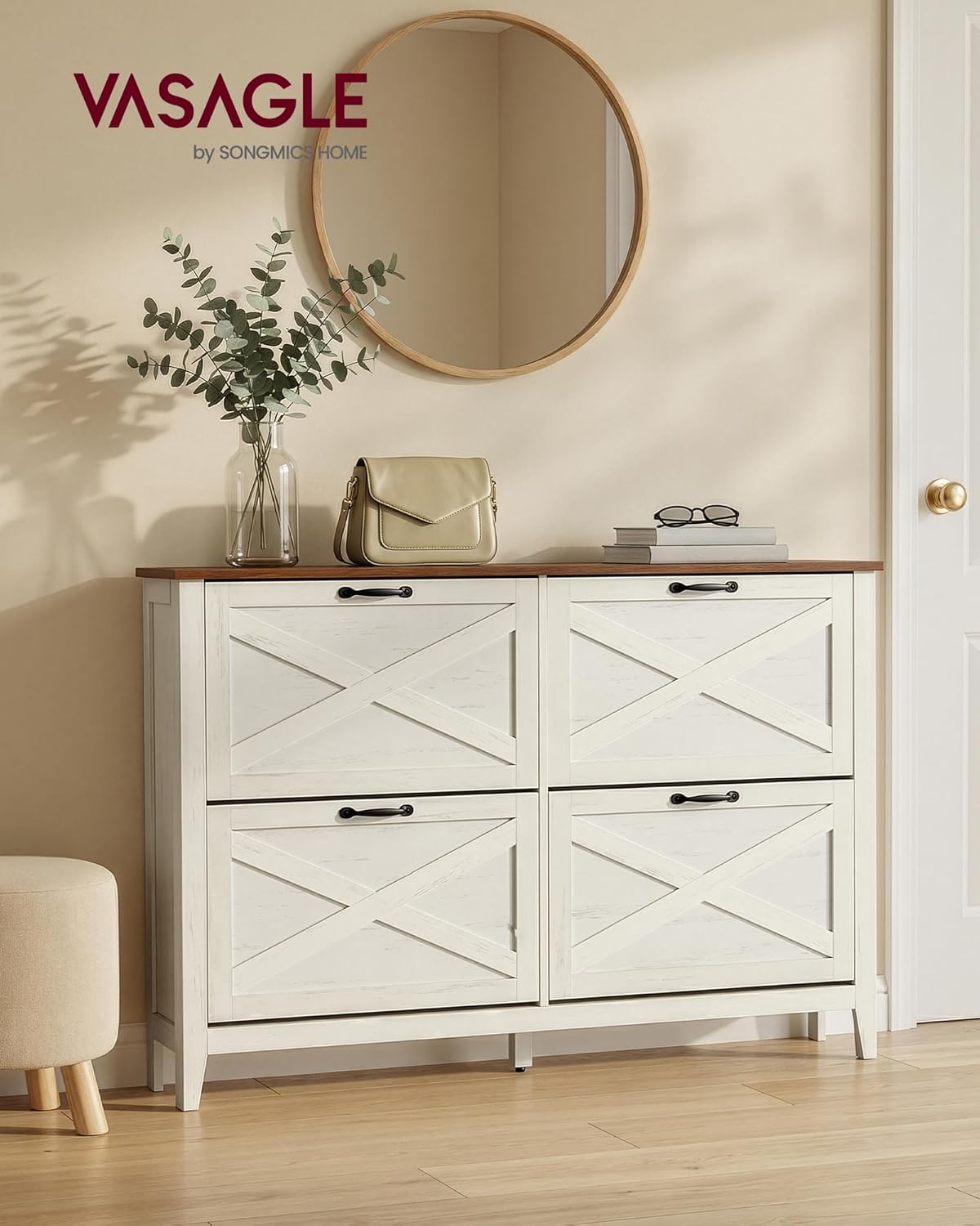 Szafka na buty, rustic white, 127 cm