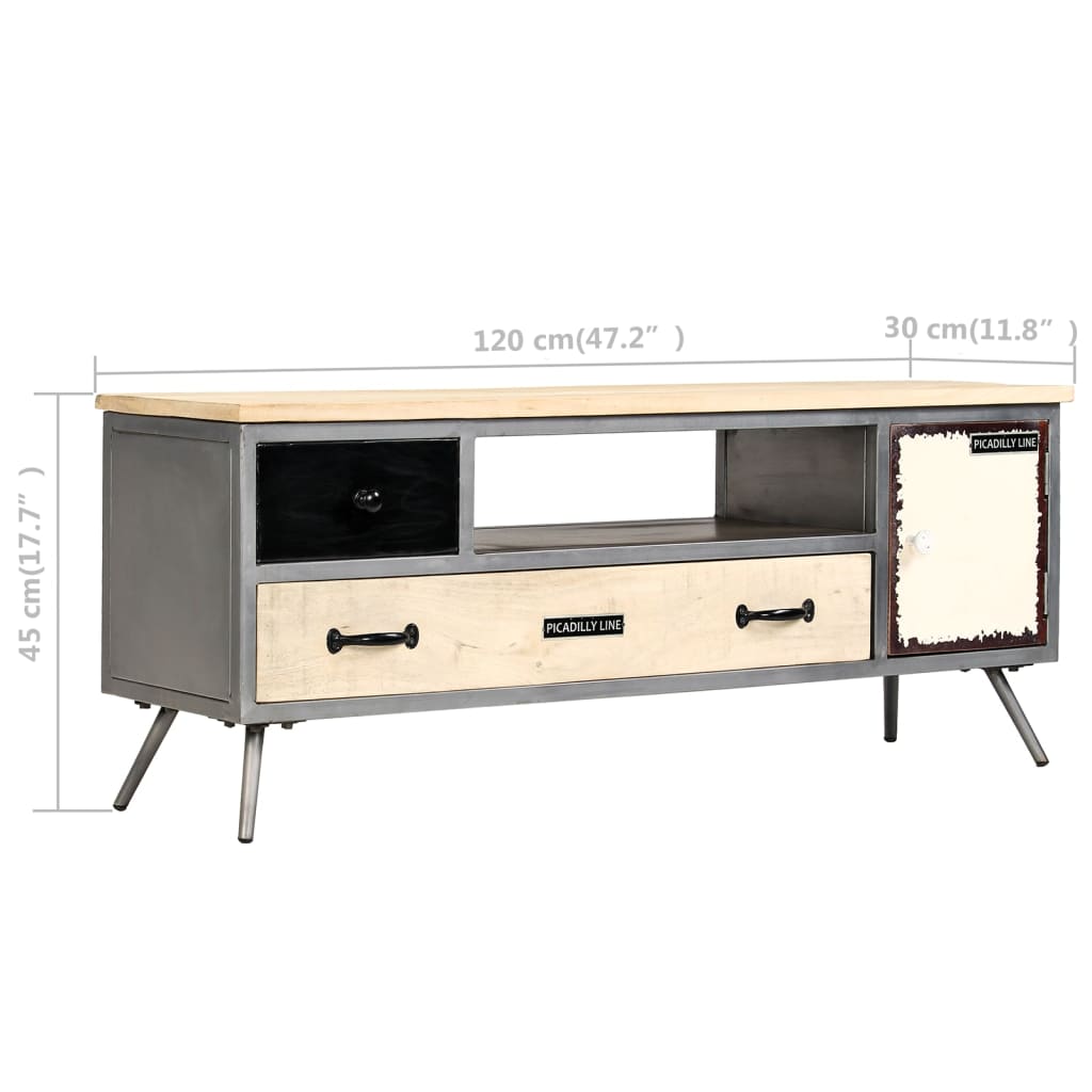 Szafka Pod Telewizor, Lite Drewno Mango I Stal, 120X30X45 Cm