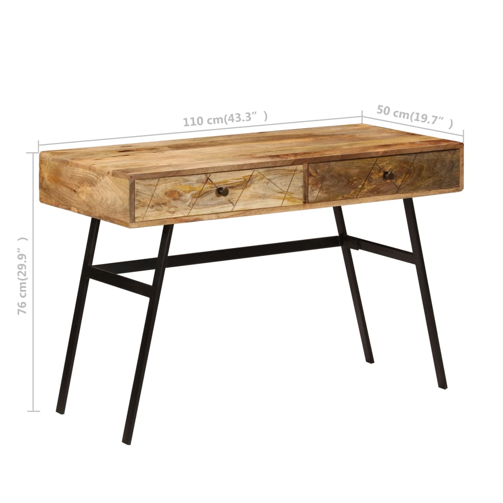 Biurko Z Szufladami, Lite Drewno Mango, 110 X 50 X 76 Cm