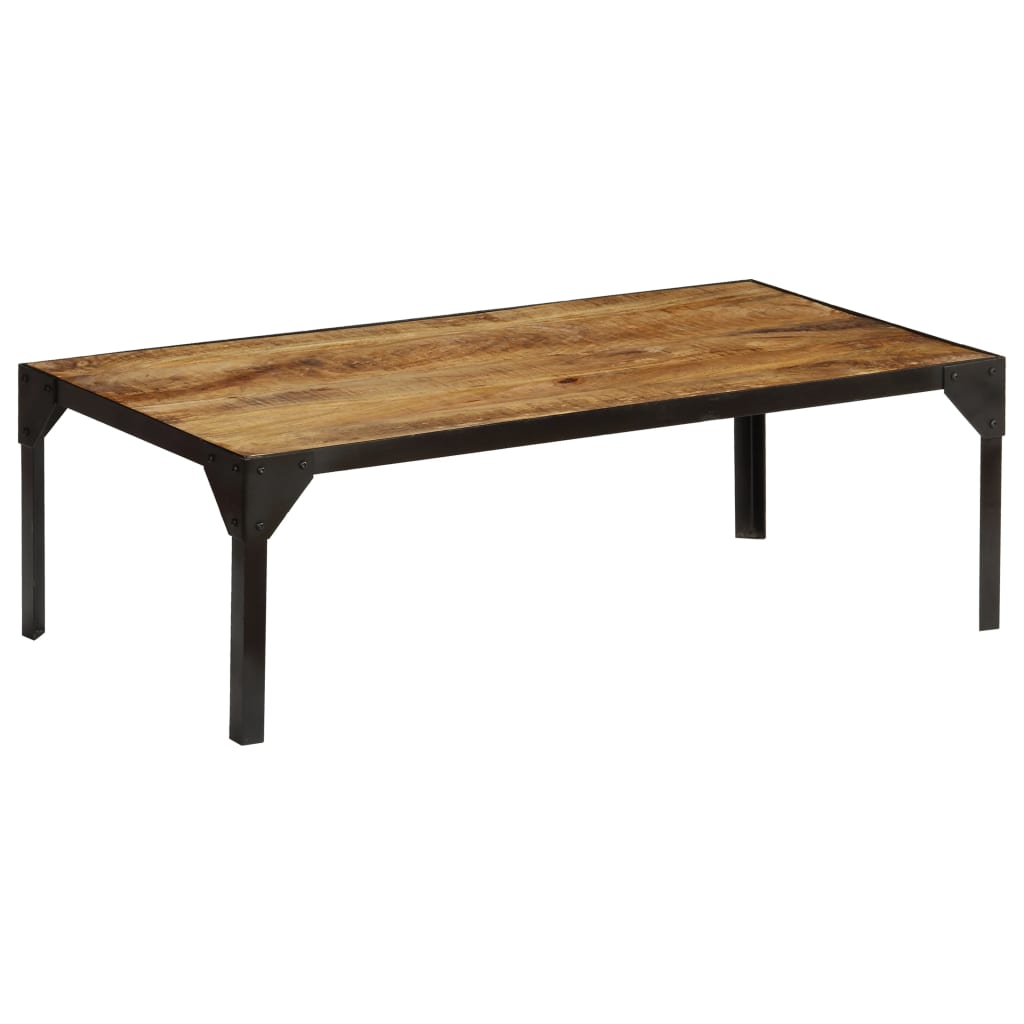 Stolik Kawowy, Surowe Drewno Mango I Stal, 110 Cm