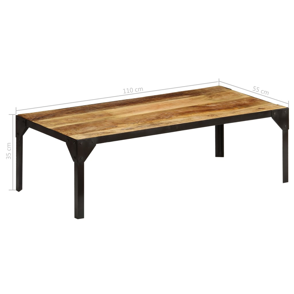 Stolik Kawowy, Surowe Drewno Mango I Stal, 110 Cm