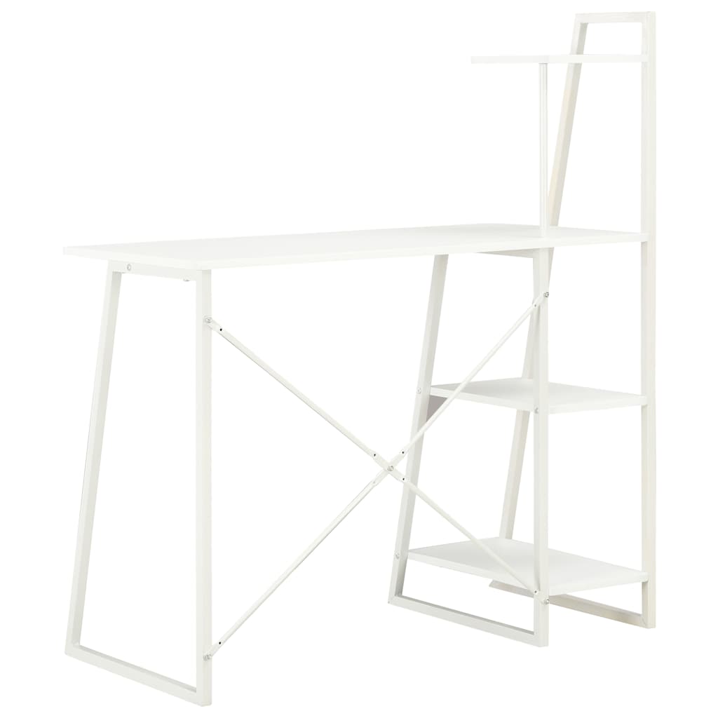 Biurko Z Regałem, Białe, 102X50X117 Cm