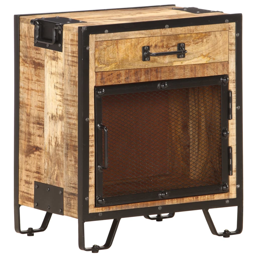 Szafka Nocna, 43X30X51 Cm, Lite, Surowe Drewno Mango