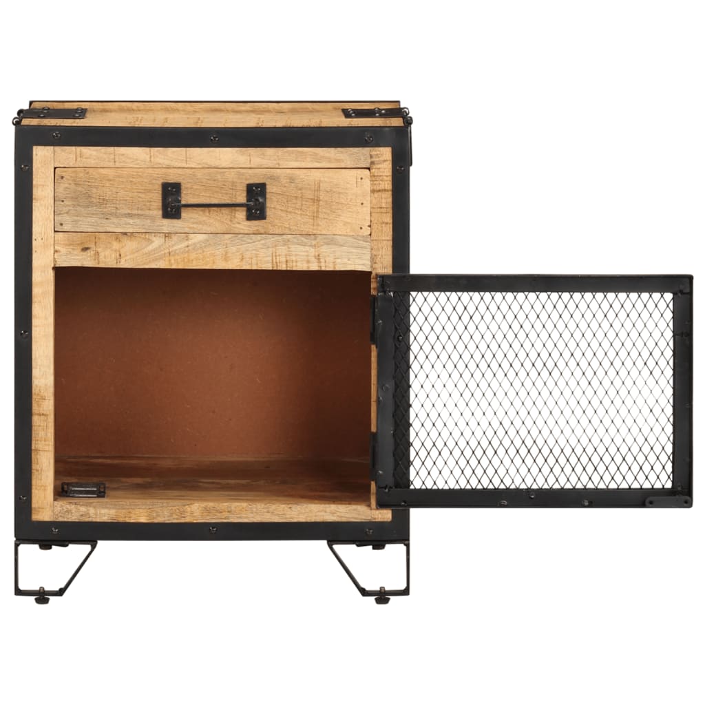 Szafka Nocna, 43X30X51 Cm, Lite, Surowe Drewno Mango