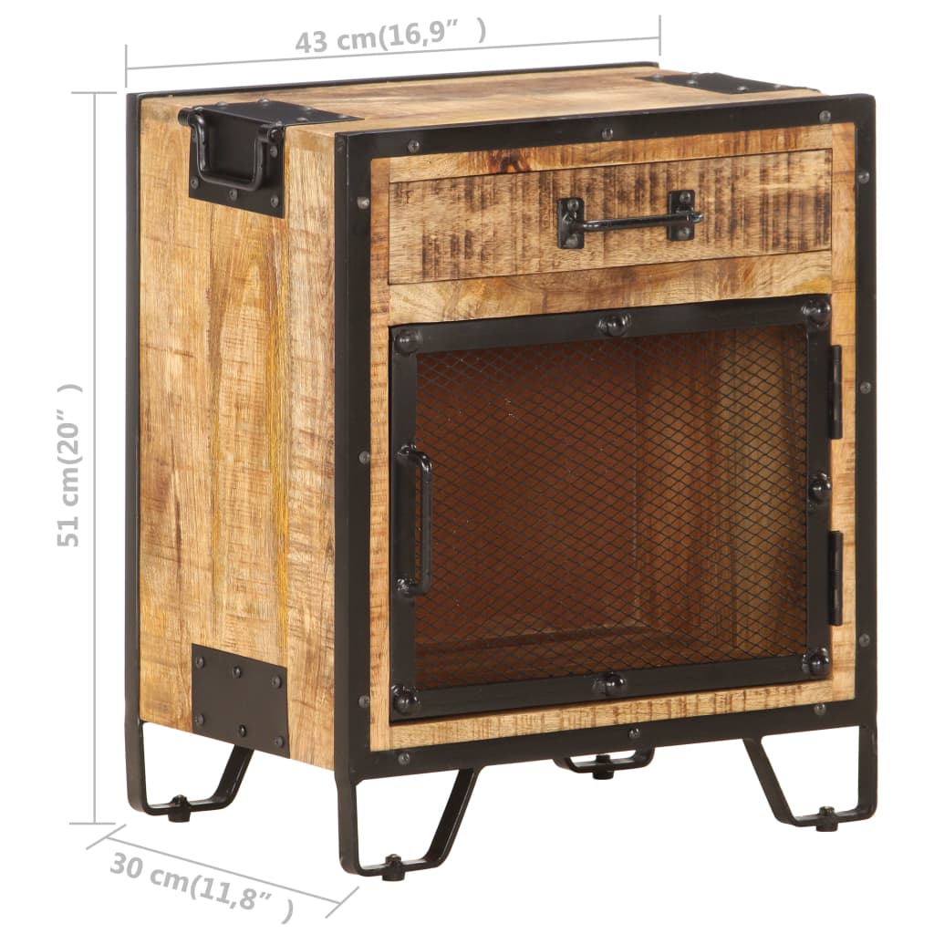 Szafka Nocna, 43X30X51 Cm, Lite, Surowe Drewno Mango