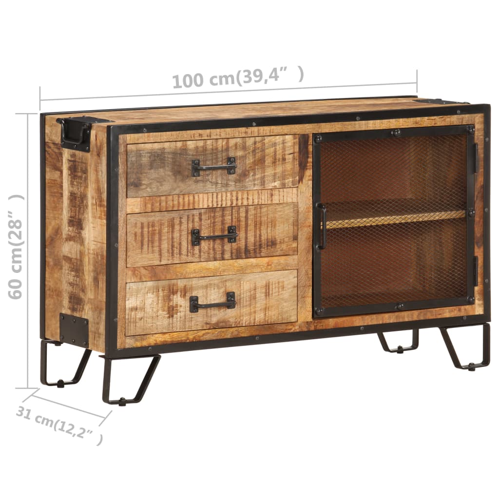 Komoda, 100X31X60 Cm, Lite, Surowe Drewno Mango