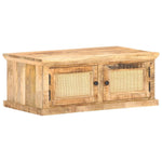Stolik Kawowy, 90X50X35 Cm, Drewno Mango I Naturalna Trzcina