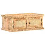Stolik Kawowy, 90X50X35 Cm, Drewno Mango I Naturalna Trzcina