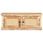 Stolik Kawowy, 90X50X35 Cm, Drewno Mango I Naturalna Trzcina