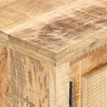 Stolik Kawowy, 90X50X35 Cm, Drewno Mango I Naturalna Trzcina