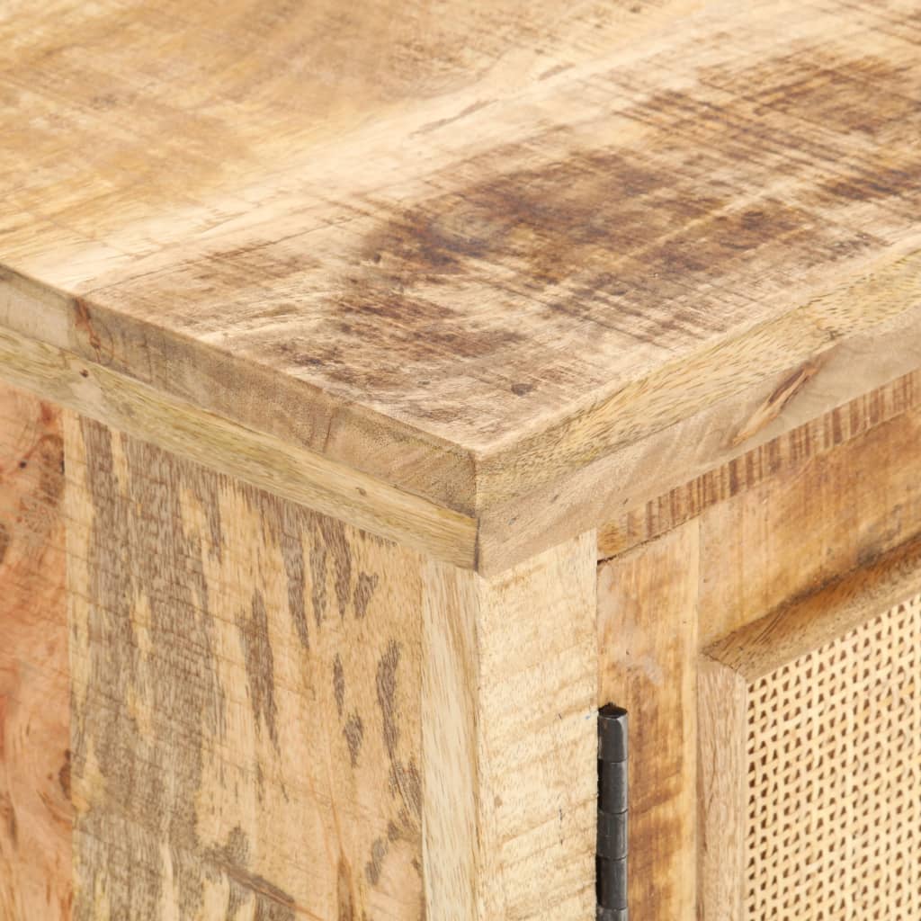 Stolik Kawowy, 90X50X35 Cm, Drewno Mango I Naturalna Trzcina