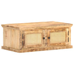 Stolik Kawowy, 90X50X35 Cm, Drewno Mango I Naturalna Trzcina