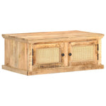 Stolik Kawowy, 90X50X35 Cm, Drewno Mango I Naturalna Trzcina