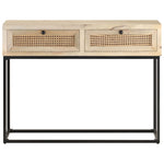 Stolik Konsolowy, 100X35X76 Cm, Lite Drewno Mango I Trzcina