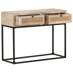 Stolik Konsolowy, 100X35X76 Cm, Lite Drewno Mango I Trzcina
