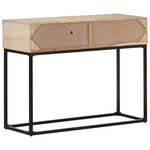 Stolik Konsolowy, 100X35X76 Cm, Lite Drewno Mango I Trzcina