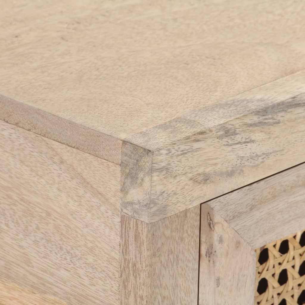 Stolik Konsolowy, 100X35X76 Cm, Lite Drewno Mango I Trzcina
