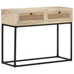 Stolik Konsolowy, 100X35X76 Cm, Lite Drewno Mango I Trzcina