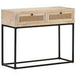 Stolik Konsolowy, 100X35X76 Cm, Lite Drewno Mango I Trzcina