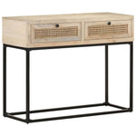 Stolik Konsolowy, 100X35X76 Cm, Lite Drewno Mango I Trzcina