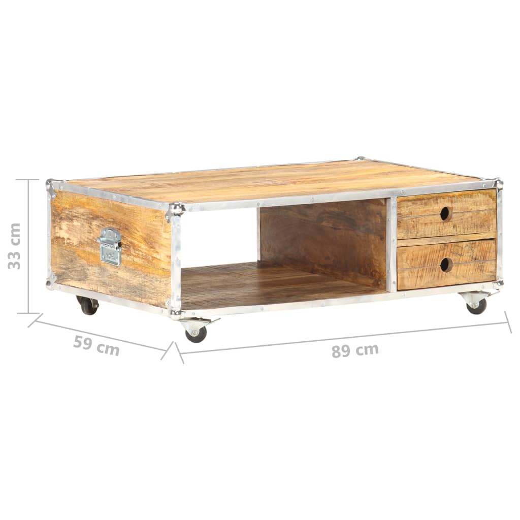 Stolik Kawowy, 89X59X33 Cm, Lite, Surowe Drewno Mango