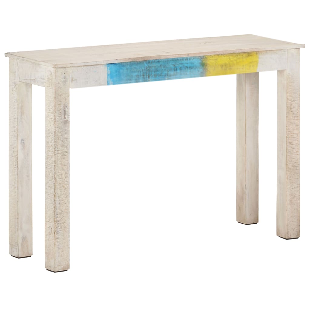 Stolik Konsolowy, Biały, 115X35X77 Cm, Surowe Drewno Mango