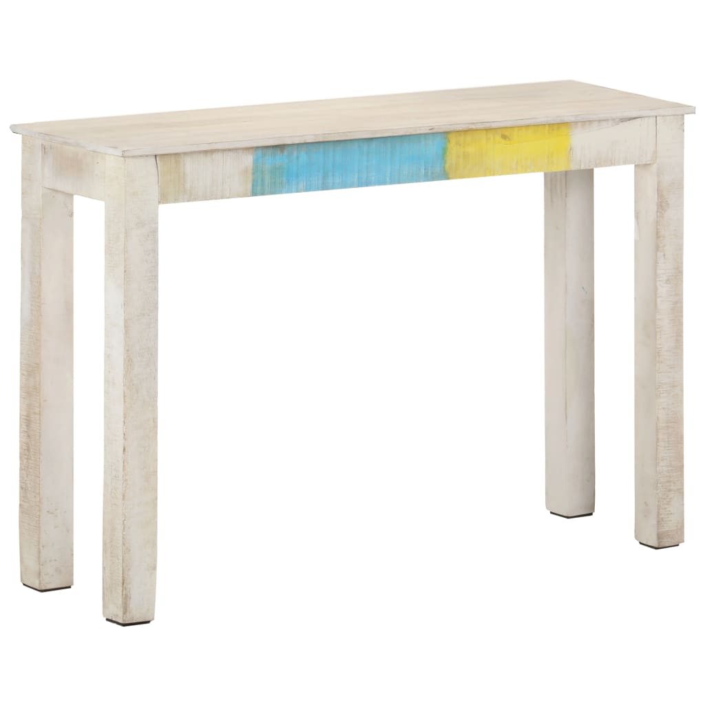 Stolik Konsolowy, Biały, 115X35X77 Cm, Surowe Drewno Mango