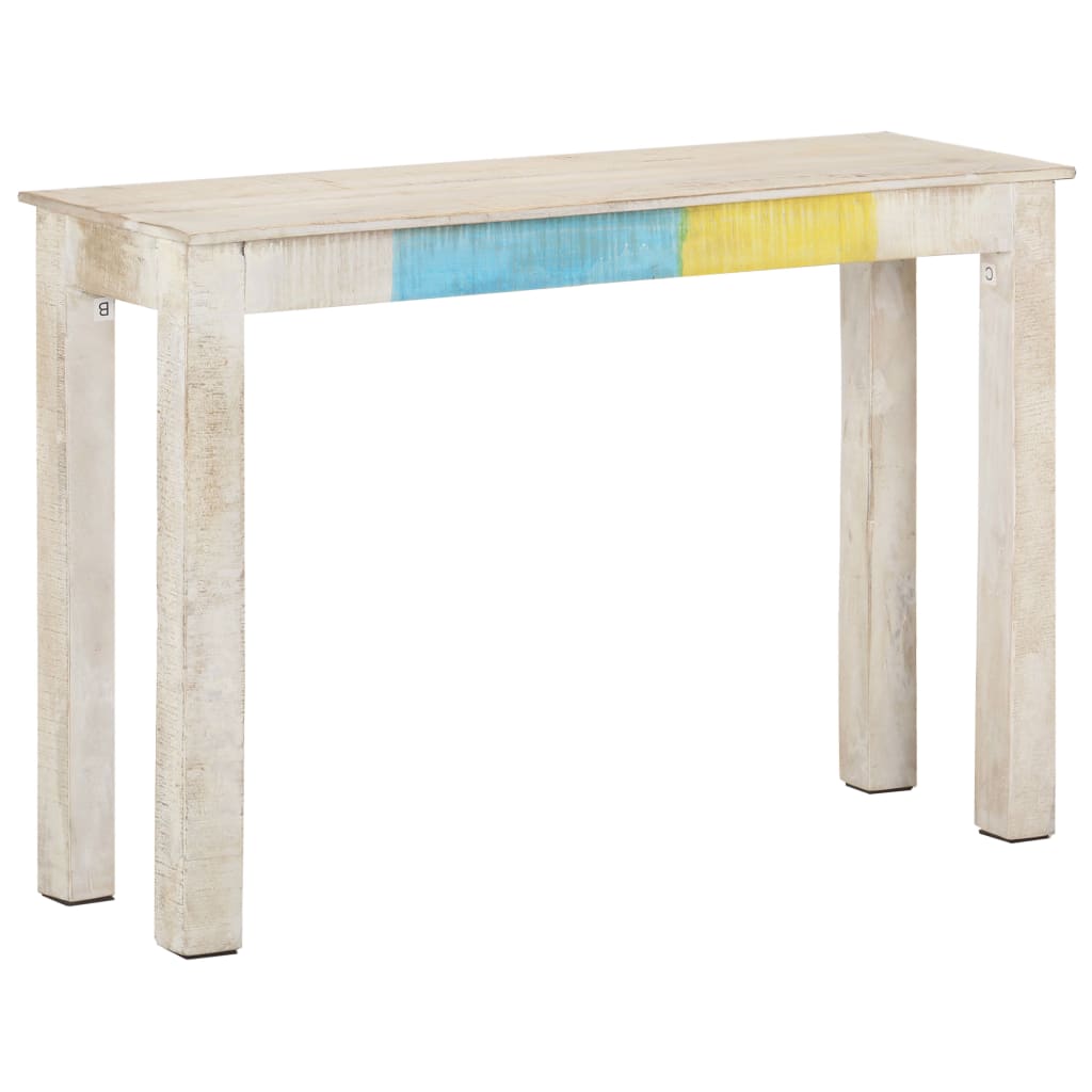 Stolik Konsolowy, Biały, 115X35X77 Cm, Surowe Drewno Mango