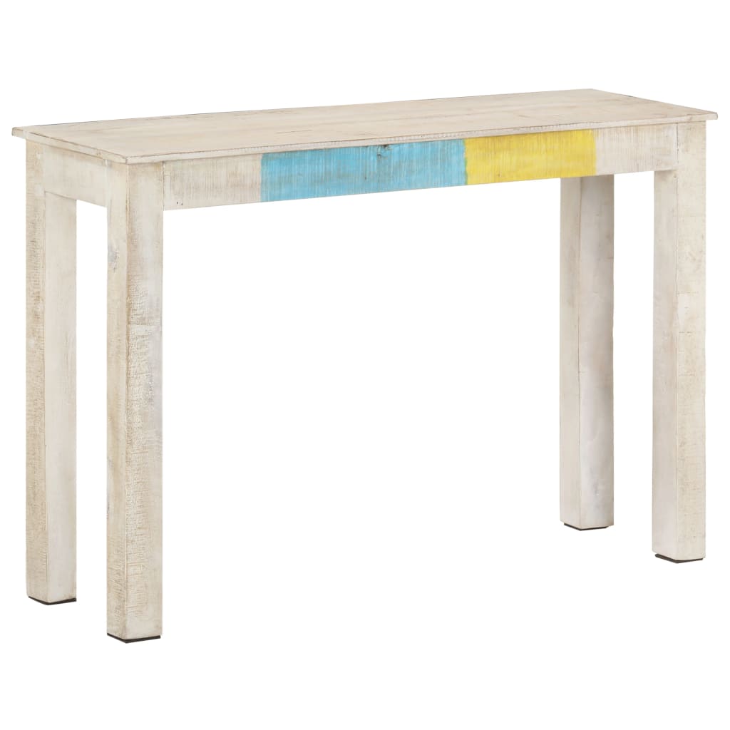 Stolik Konsolowy, Biały, 115X35X77 Cm, Surowe Drewno Mango