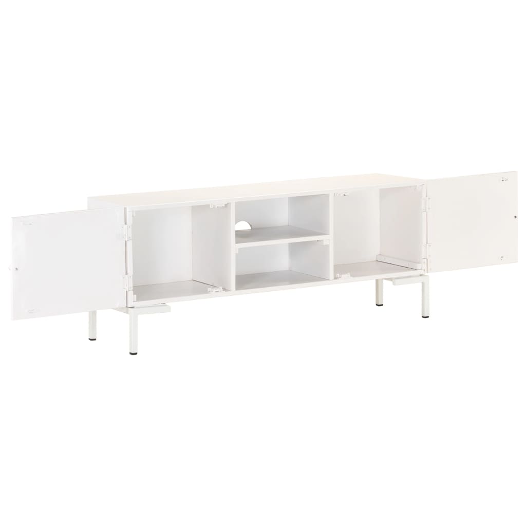 Szafka Pod Tv, Biała, 115X30X46 Cm, Lite Drewno Mango