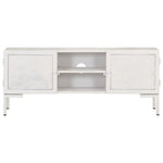 Szafka Pod Tv, Biała, 115X30X46 Cm, Lite Drewno Mango
