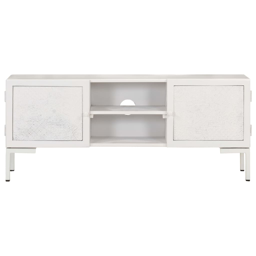 Szafka Pod Tv, Biała, 115X30X46 Cm, Lite Drewno Mango