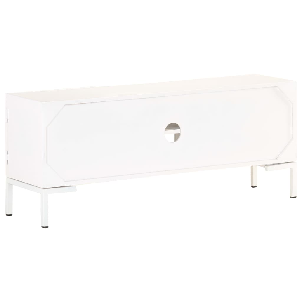 Szafka Pod Tv, Biała, 115X30X46 Cm, Lite Drewno Mango