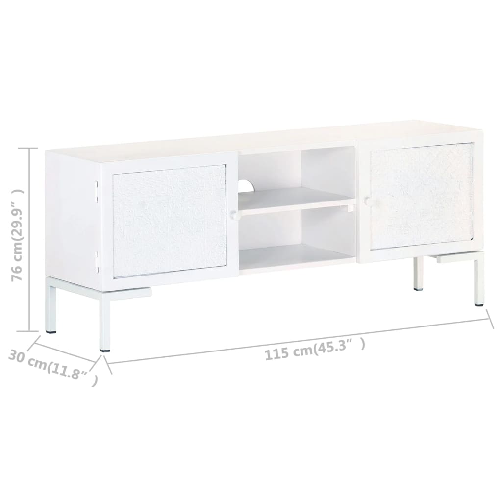 Szafka Pod Tv, Biała, 115X30X46 Cm, Lite Drewno Mango