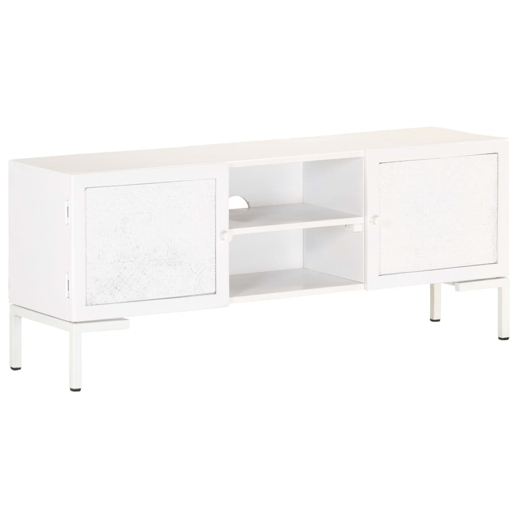 Szafka Pod Tv, Biała, 115X30X46 Cm, Lite Drewno Mango