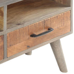 Szafka Pod Tv, Szara, 130X35X51 Cm, Lite, Surowe Drewno Mango