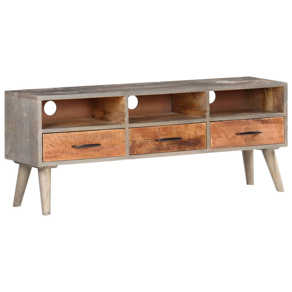 Szafka Pod Tv, Szara, 130X35X51 Cm, Lite, Surowe Drewno Mango