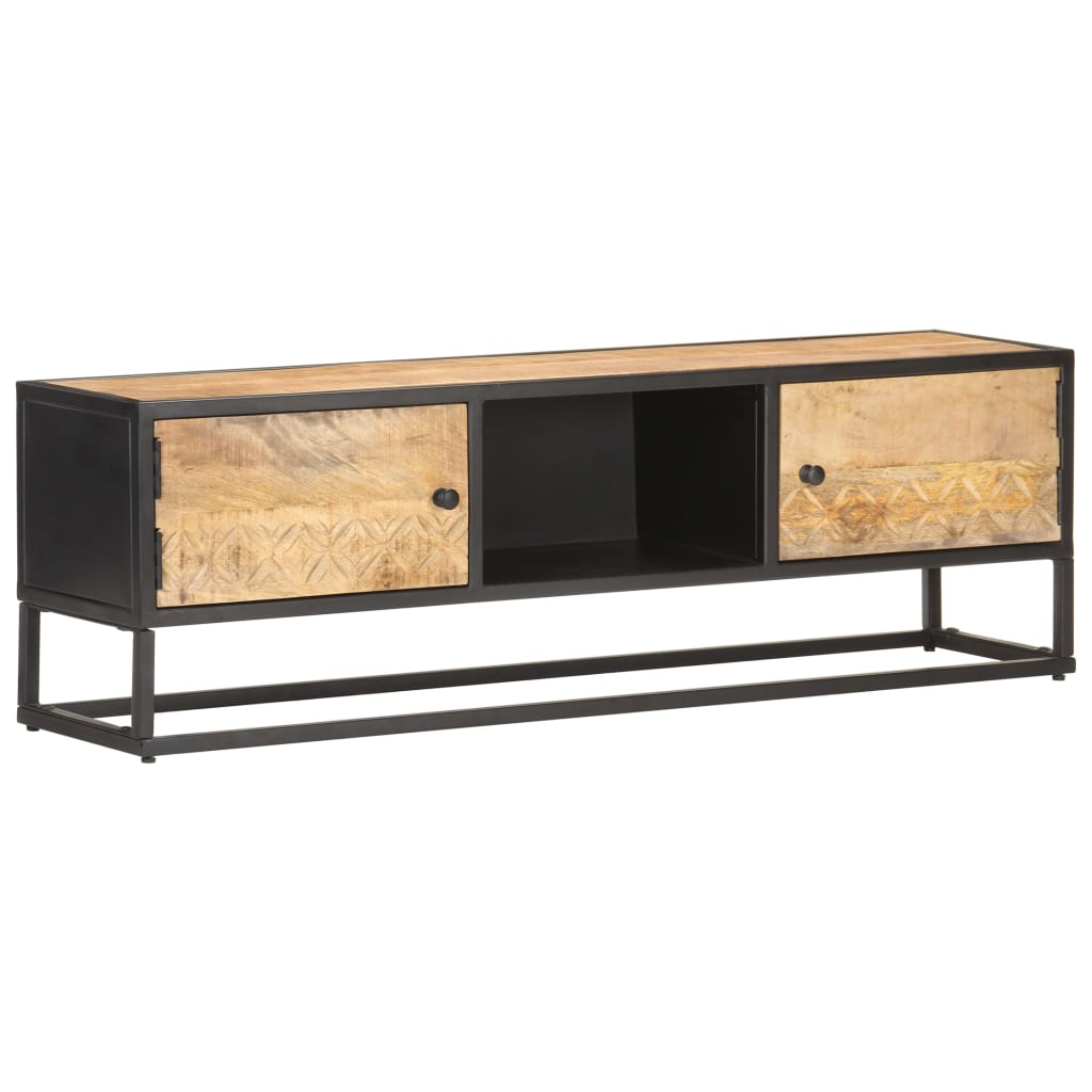 Szafka Tv Z Drzwiczkami, 130X30X40 Cm, Surowe Drewno Mango
