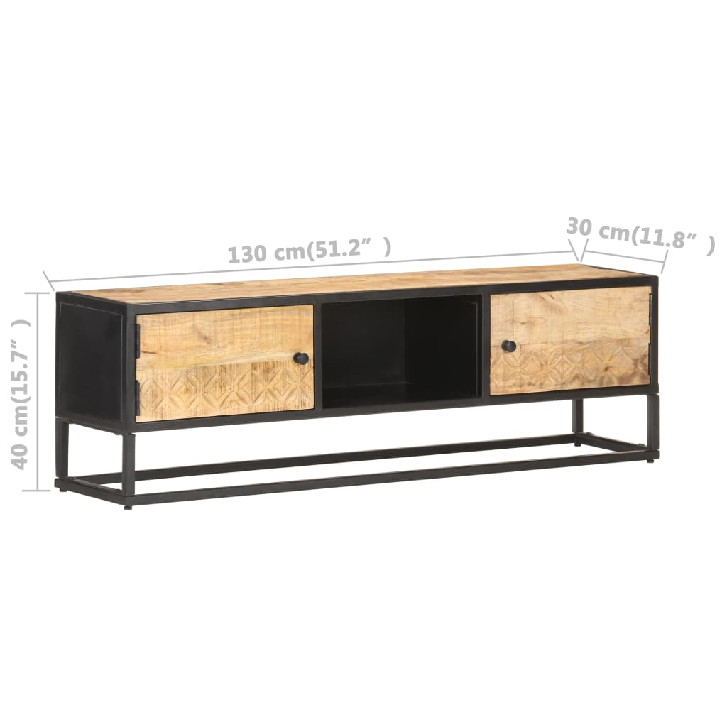Szafka Tv Z Drzwiczkami, 130X30X40 Cm, Surowe Drewno Mango