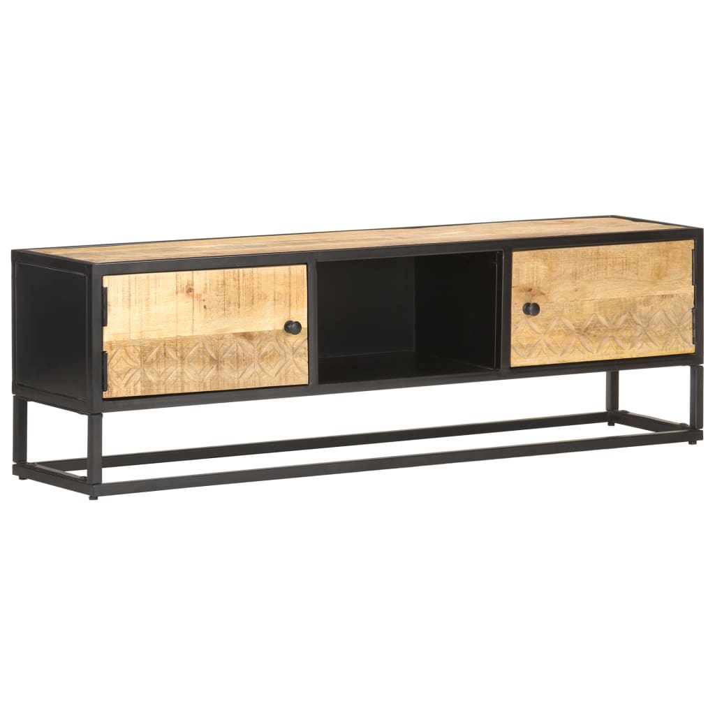Szafka Tv Z Drzwiczkami, 130X30X40 Cm, Surowe Drewno Mango
