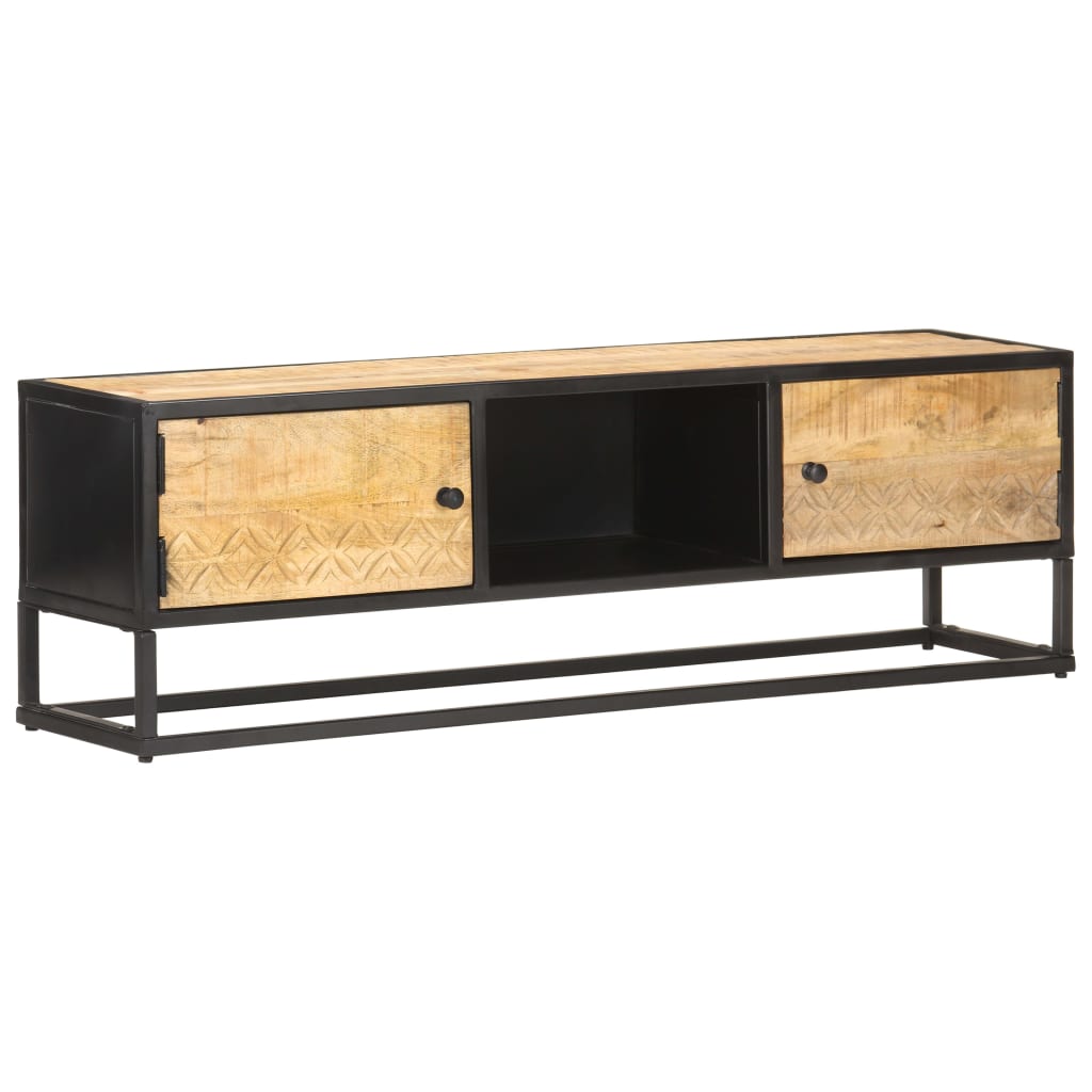 Szafka Tv Z Drzwiczkami, 130X30X40 Cm, Surowe Drewno Mango