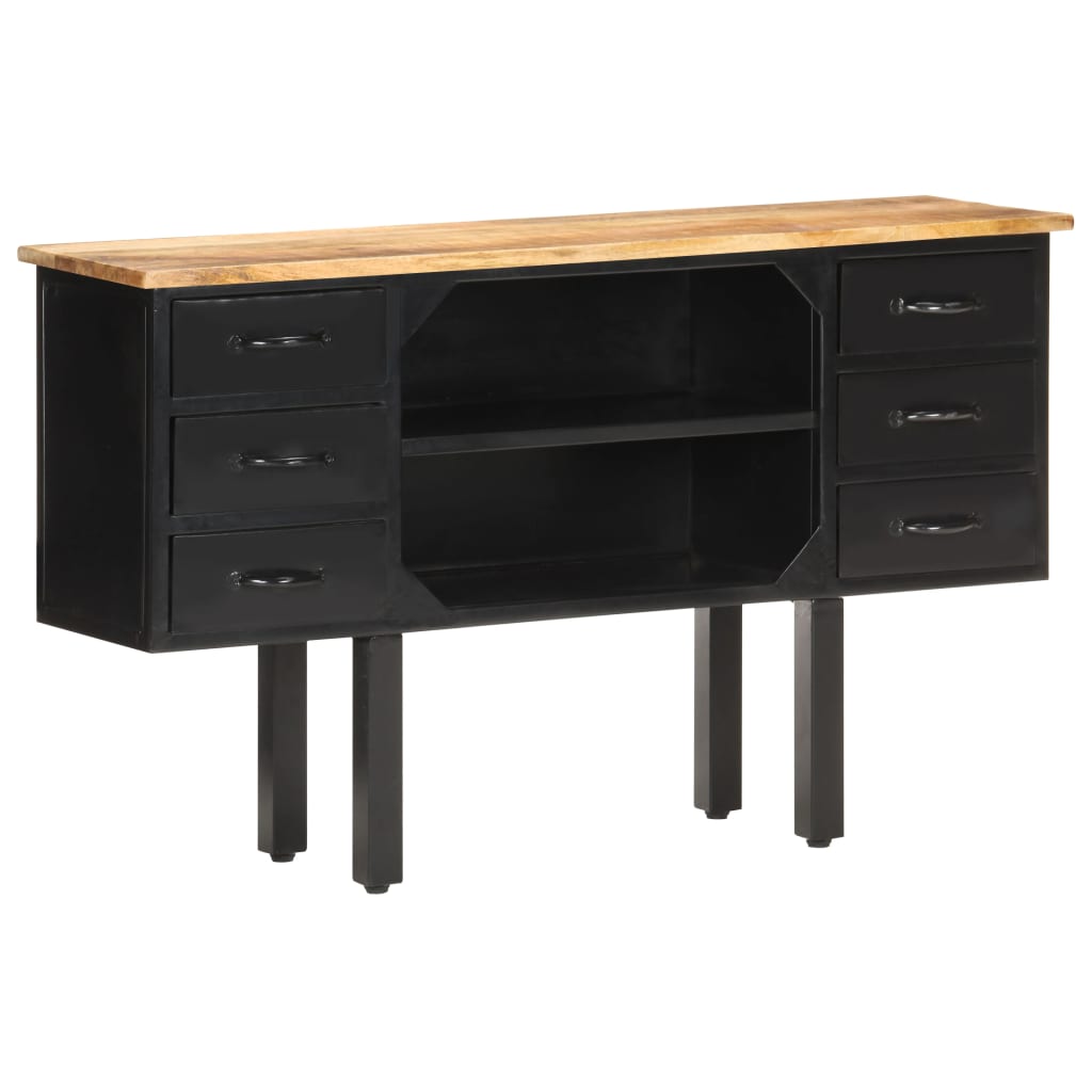 Komoda, 110X30X65 Cm, Lite Surowe Drewno Mango I Stal