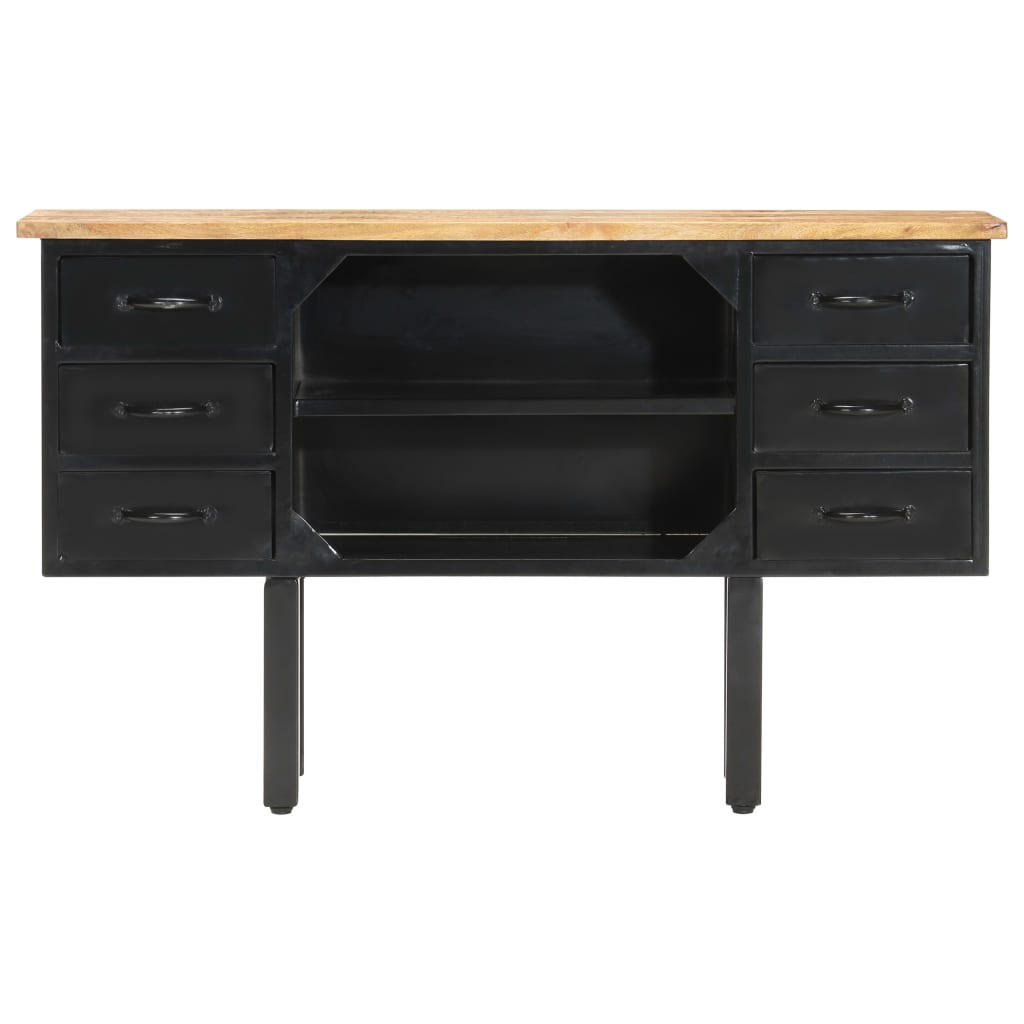 Komoda, 110X30X65 Cm, Lite Surowe Drewno Mango I Stal