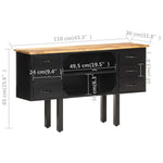 Komoda, 110X30X65 Cm, Lite Surowe Drewno Mango I Stal