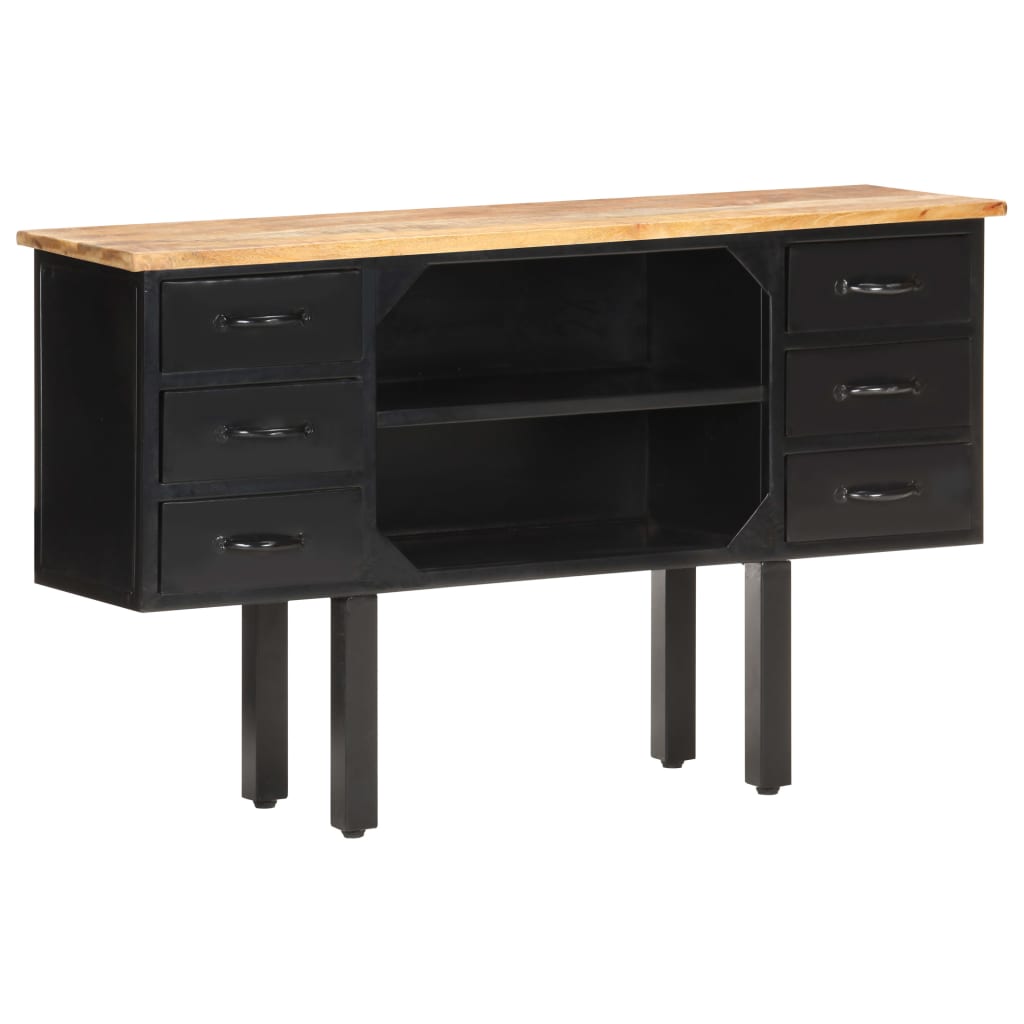 Komoda, 110X30X65 Cm, Lite Surowe Drewno Mango I Stal